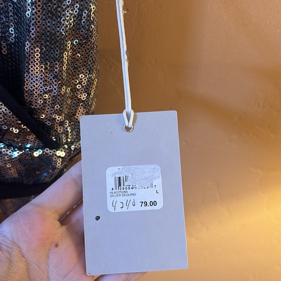 NWT silver sequin wrap top - Picture 3 of 4